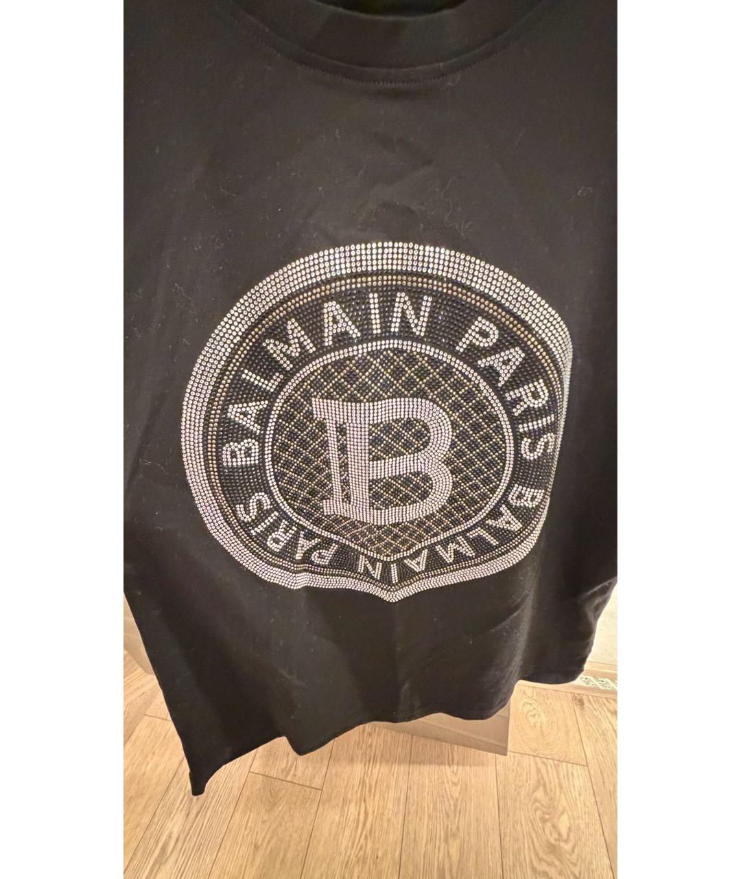 BALMAIN Черная хлопковая футболка, фото 5