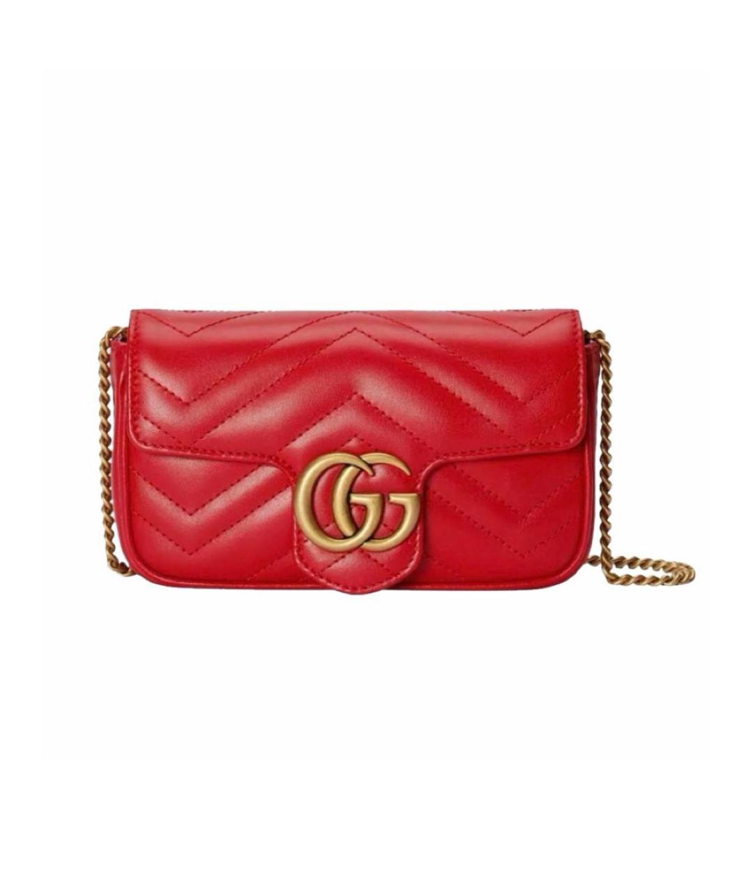 GUCCI Красная кожаная сумка через плечо, фото 6