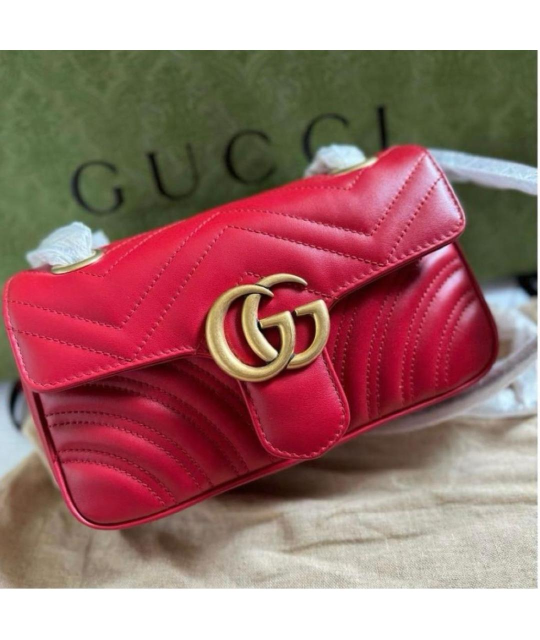 GUCCI Красная кожаная сумка через плечо, фото 5