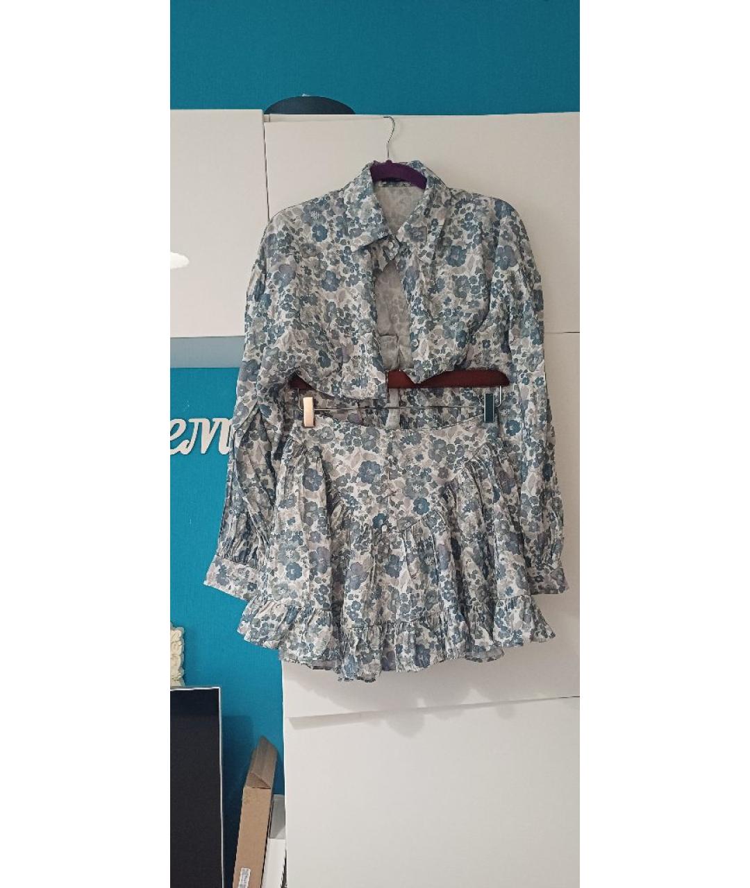 MIU MIU Голубой хлопковый костюм с юбками, фото 4
