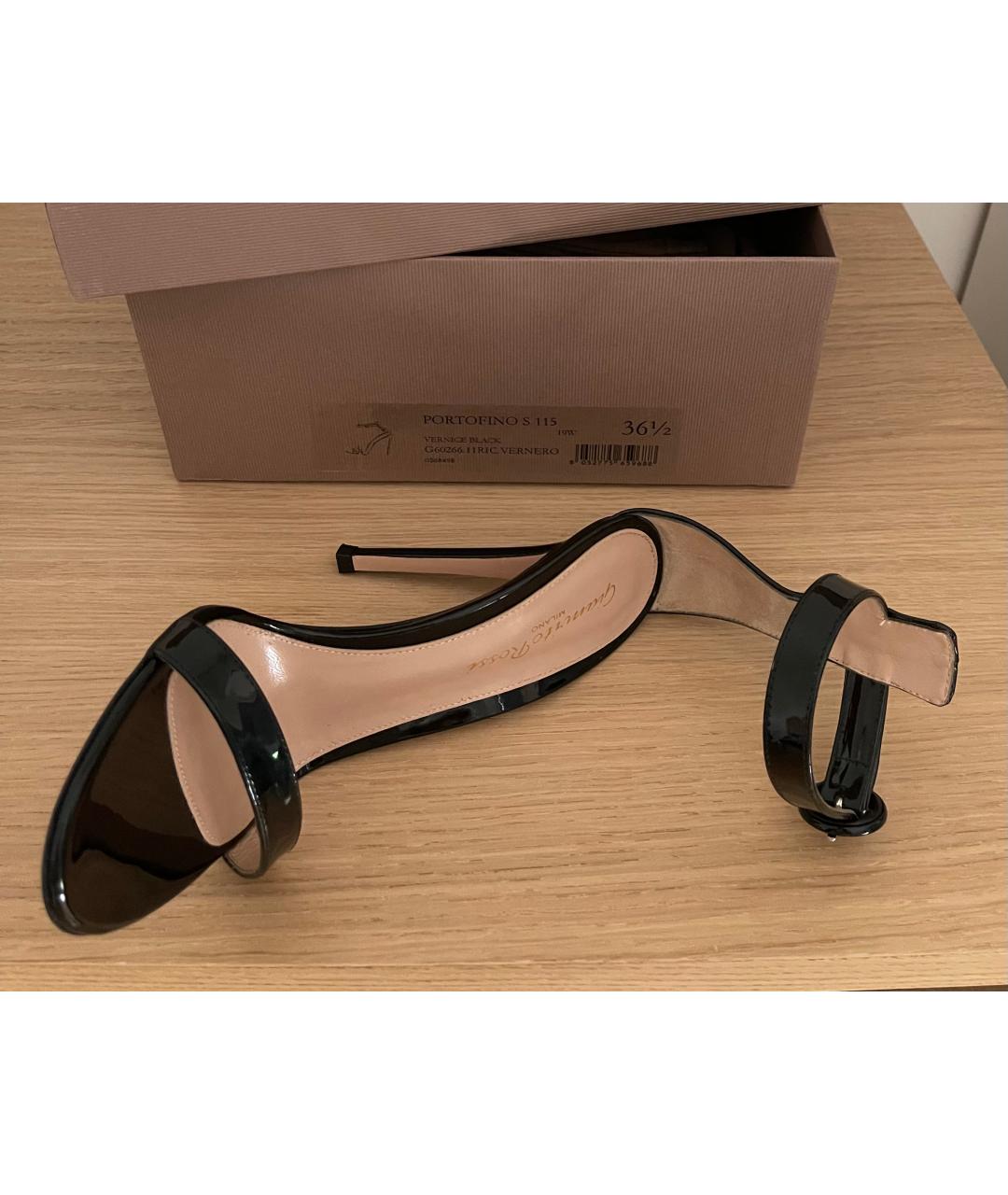 GIANVITO ROSSI Черные босоножки из лакированной кожи, фото 2
