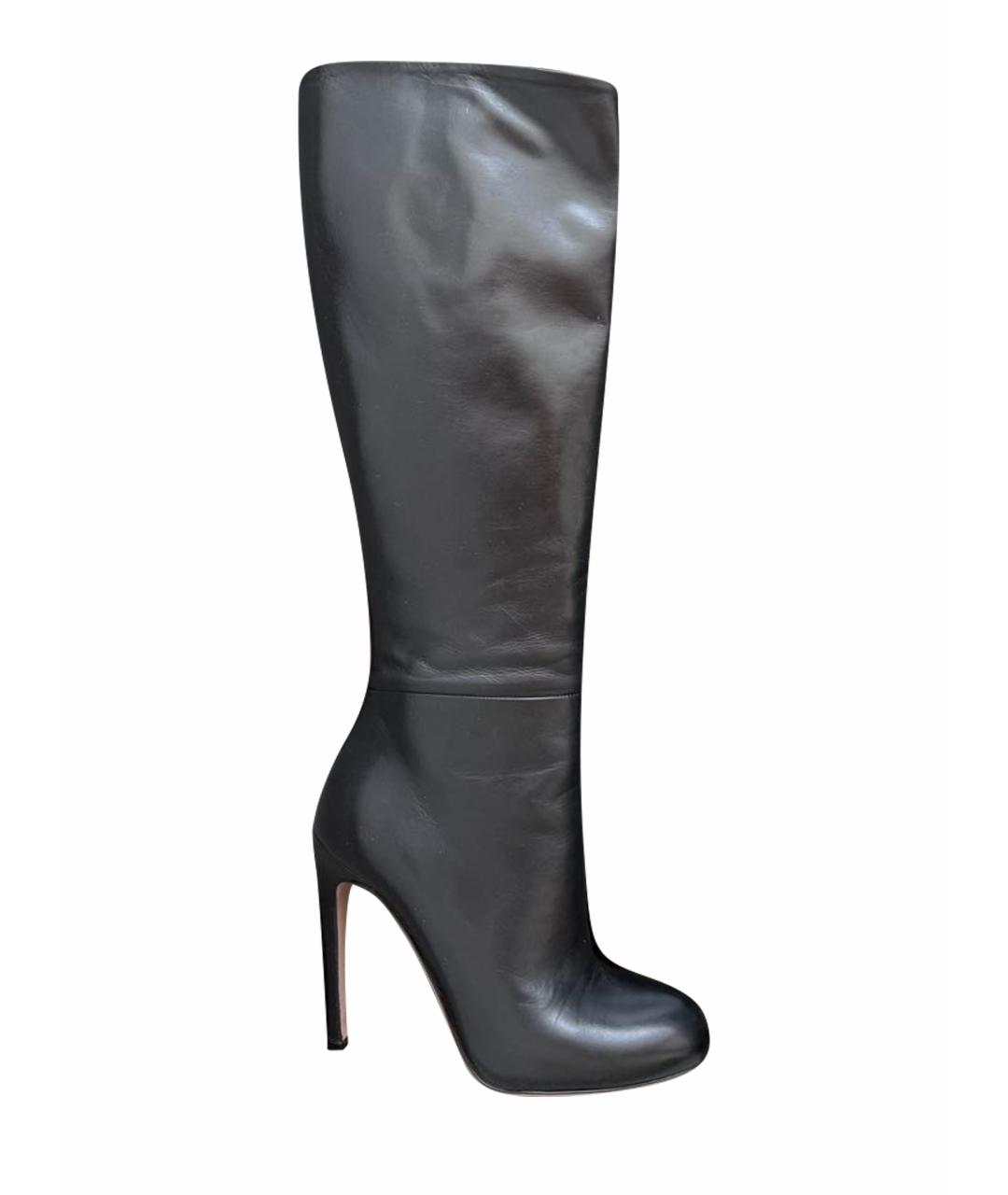 GUCCI Черные кожаные сапоги, фото 1