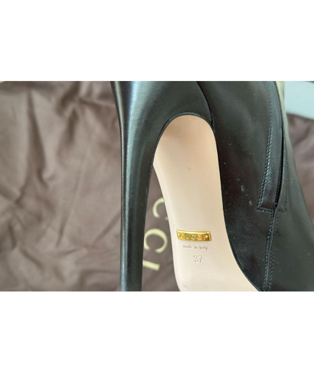 GUCCI Черные кожаные сапоги, фото 3