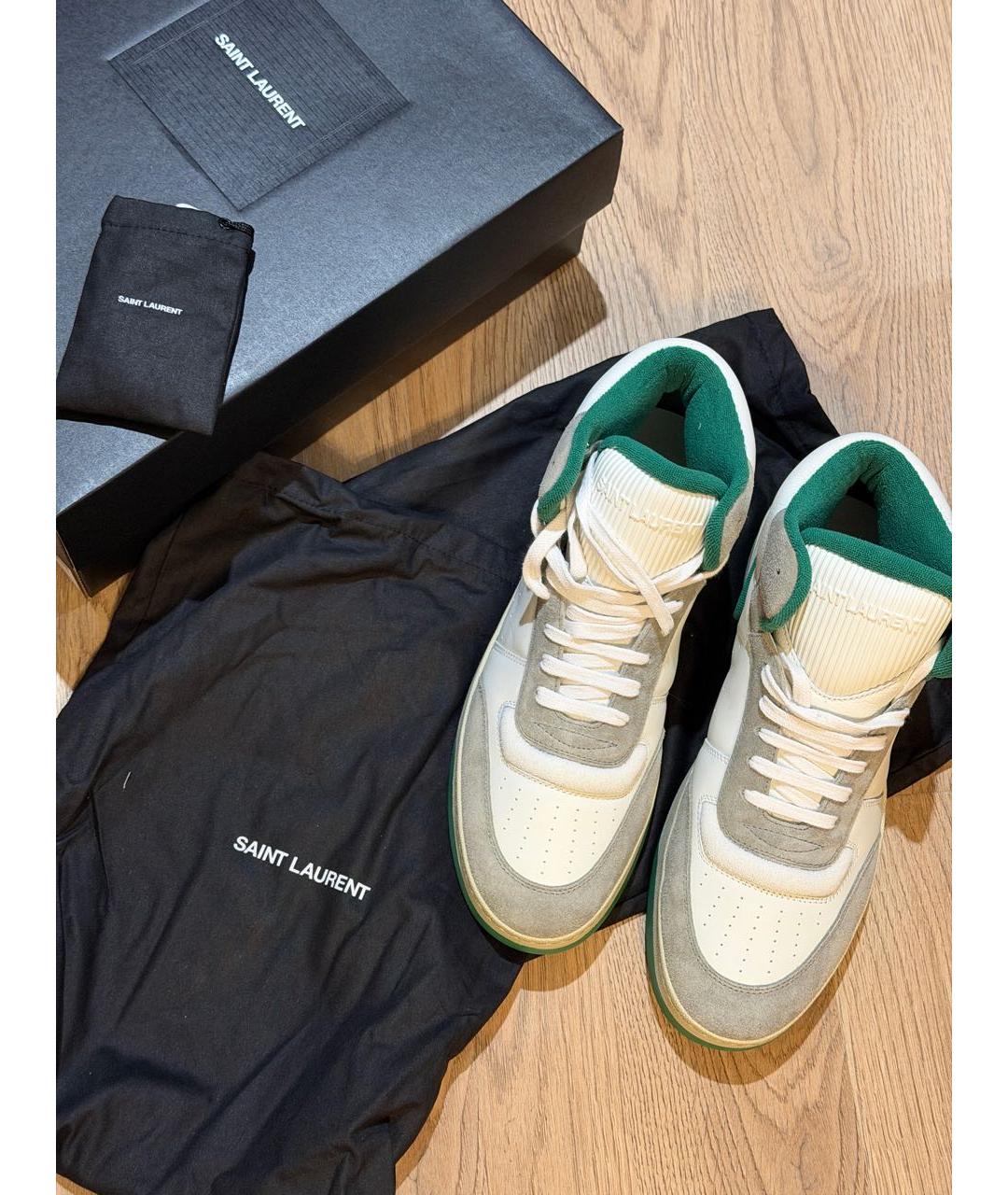 SAINT LAURENT Белые кожаные высокие кроссовки / кеды, фото 6