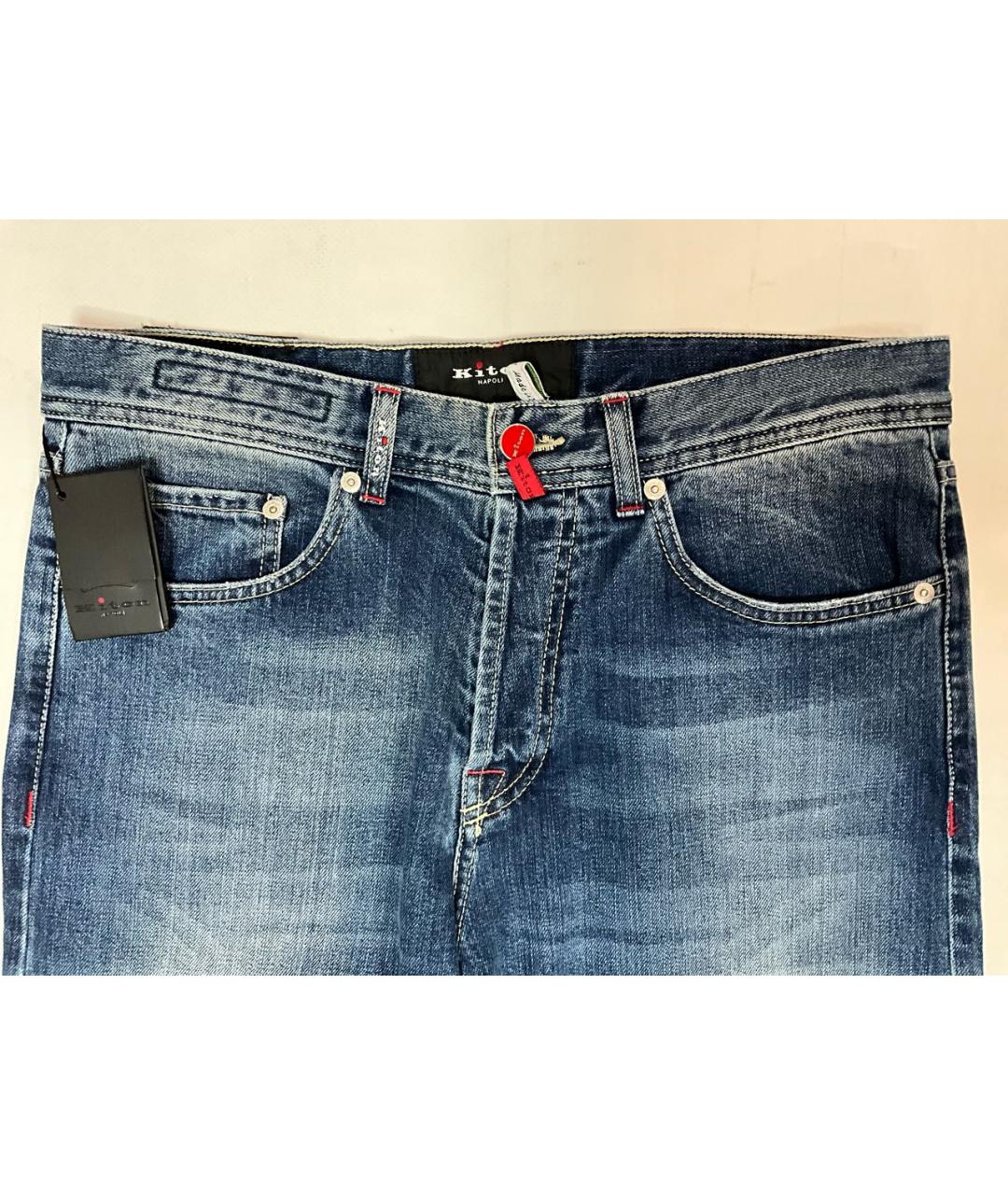 KITON Синие хлопко-эластановые джинсы скинни, фото 3