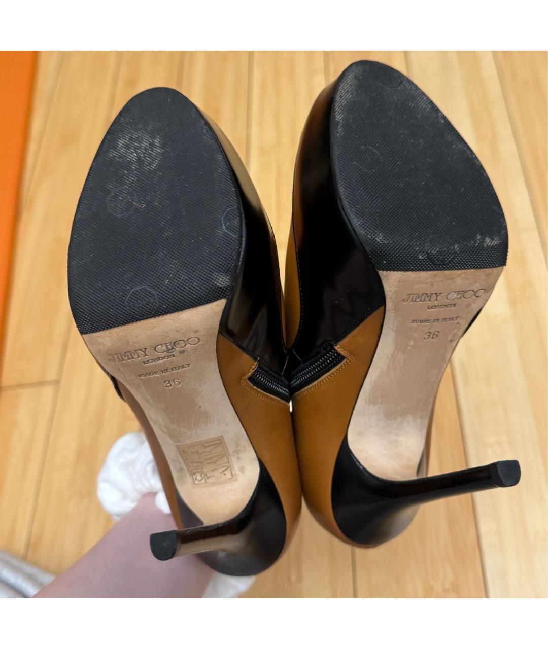 JIMMY CHOO Коричневые кожаные ботильоны, фото 5