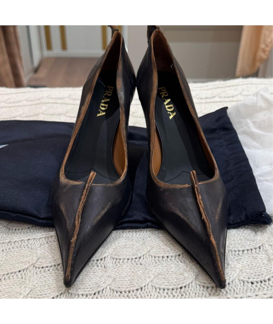 PRADA Коричневые кожаные туфли, фото 3