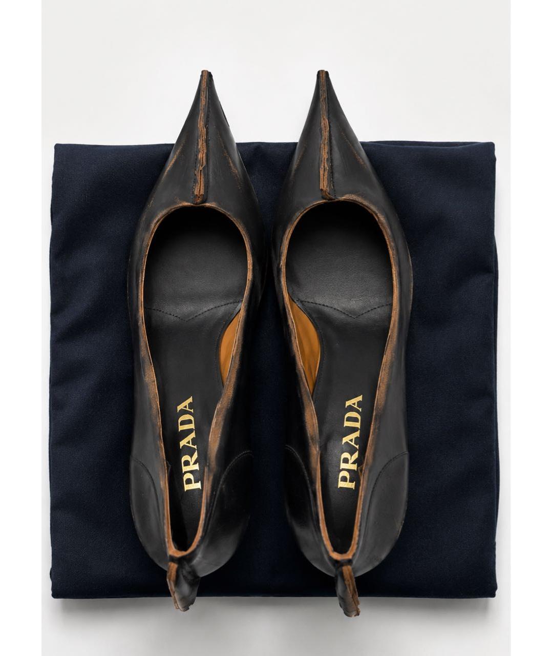 PRADA Коричневые кожаные туфли, фото 2