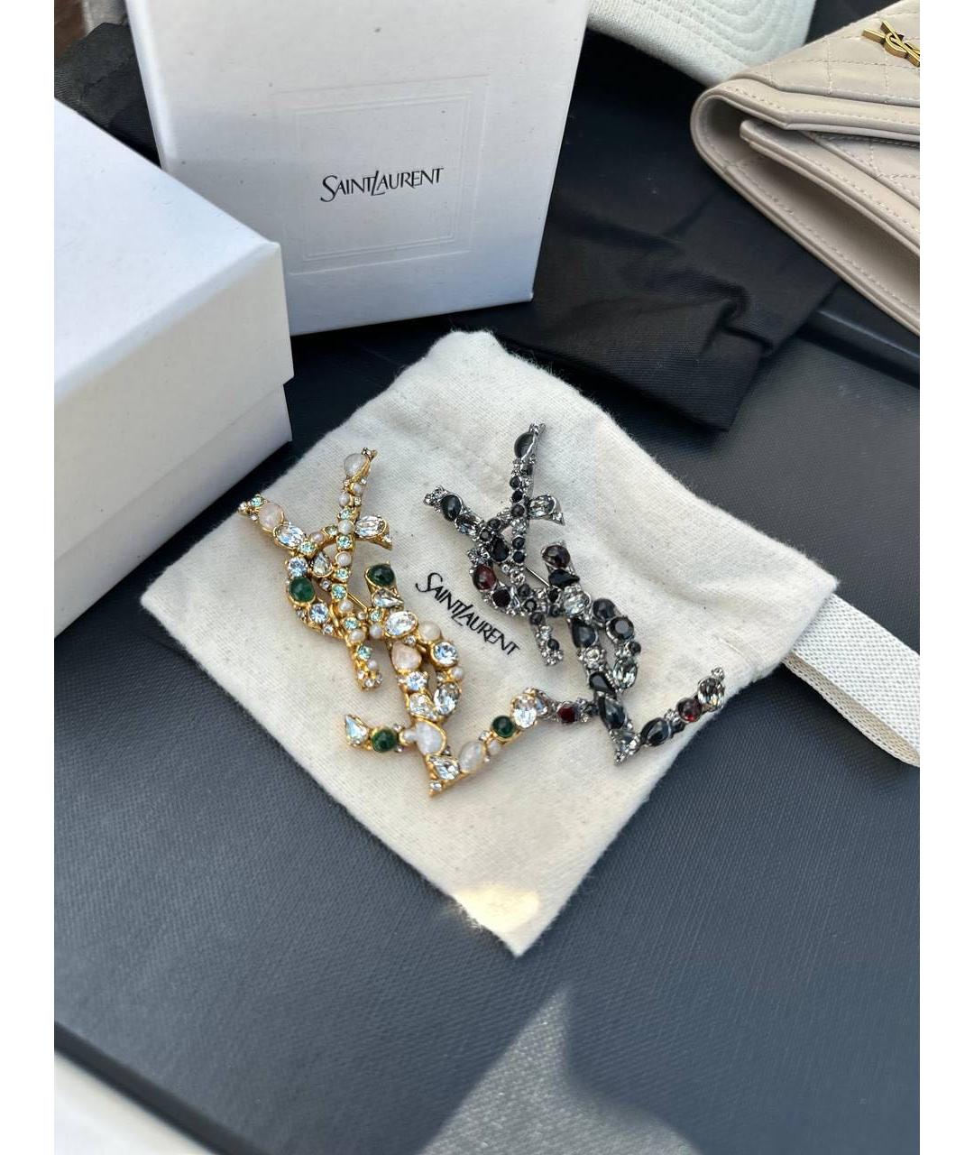 SAINT LAURENT Серебряная металлическая булавка / брошь, фото 2