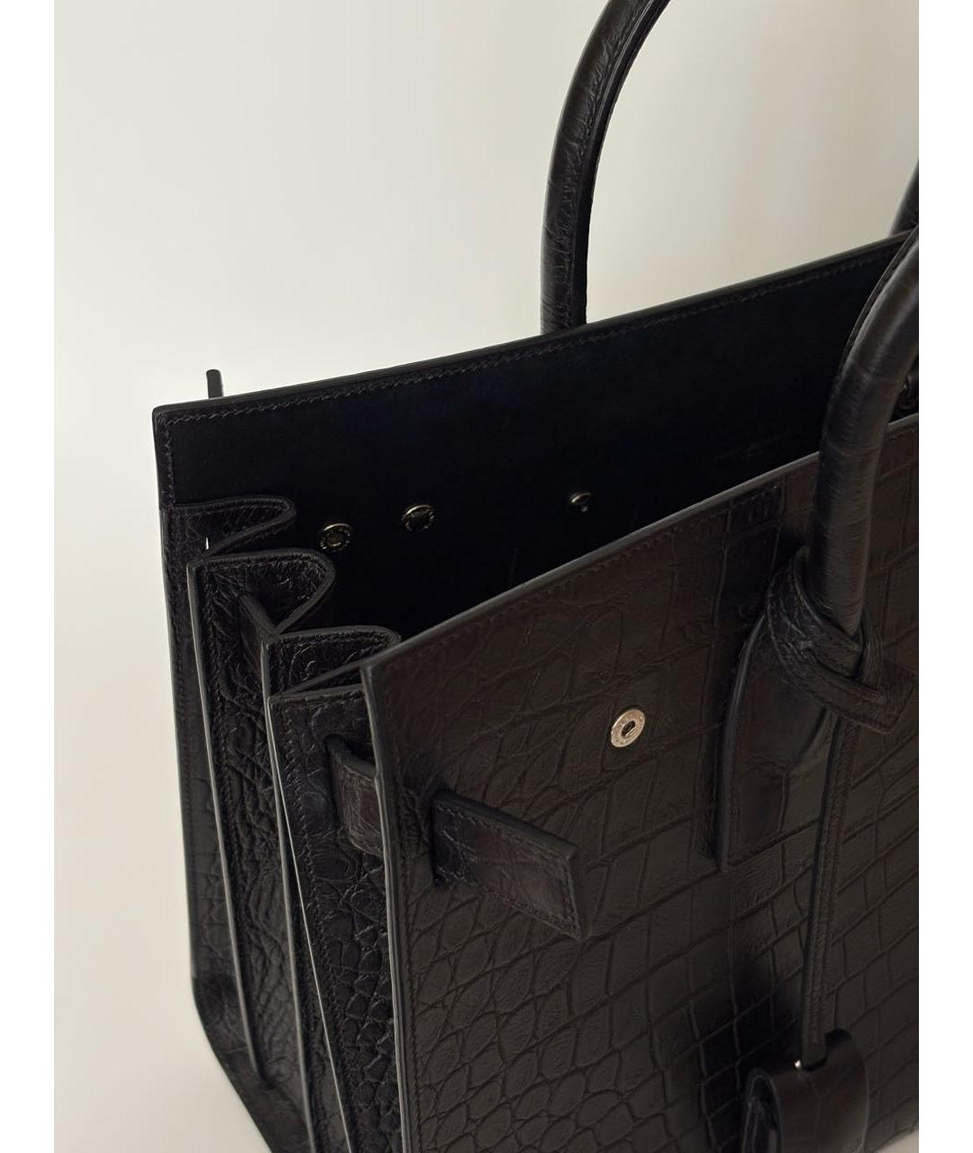 SAINT LAURENT Черная кожаная сумка с короткими ручками, фото 5