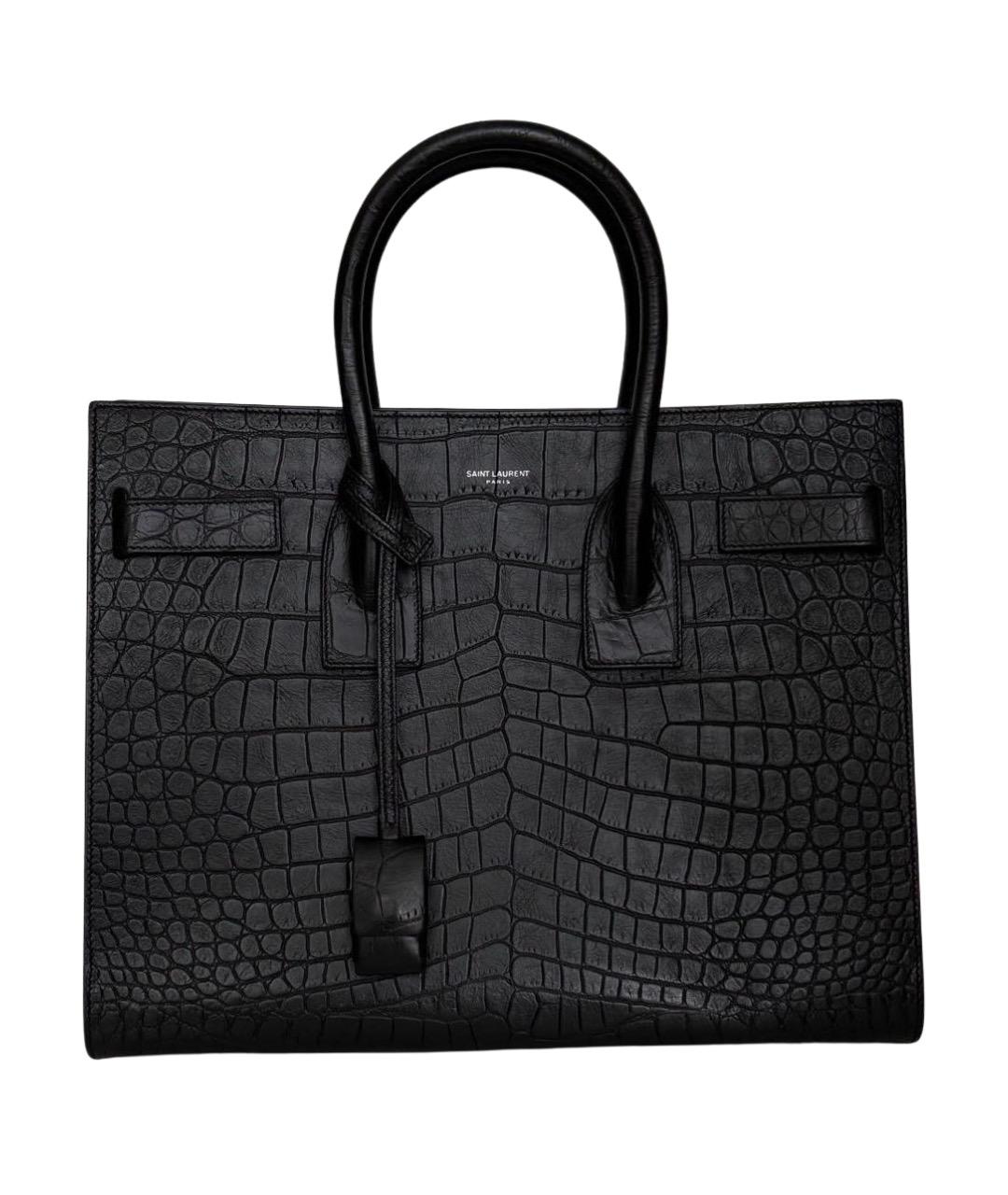 SAINT LAURENT Черная кожаная сумка с короткими ручками, фото 9