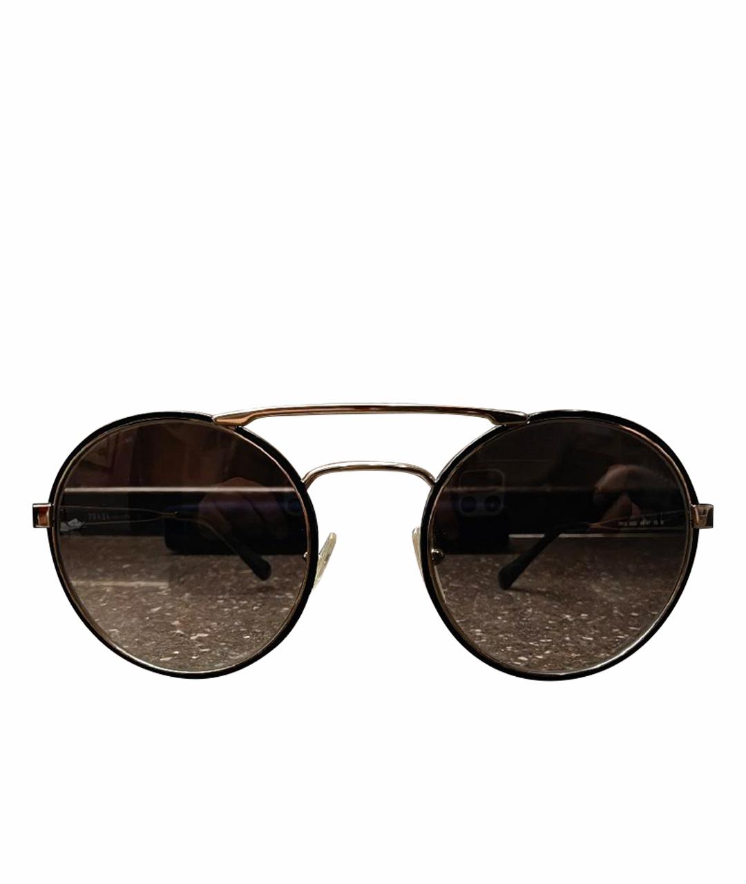 PRADA Золотые металлические солнцезащитные очки, фото 1