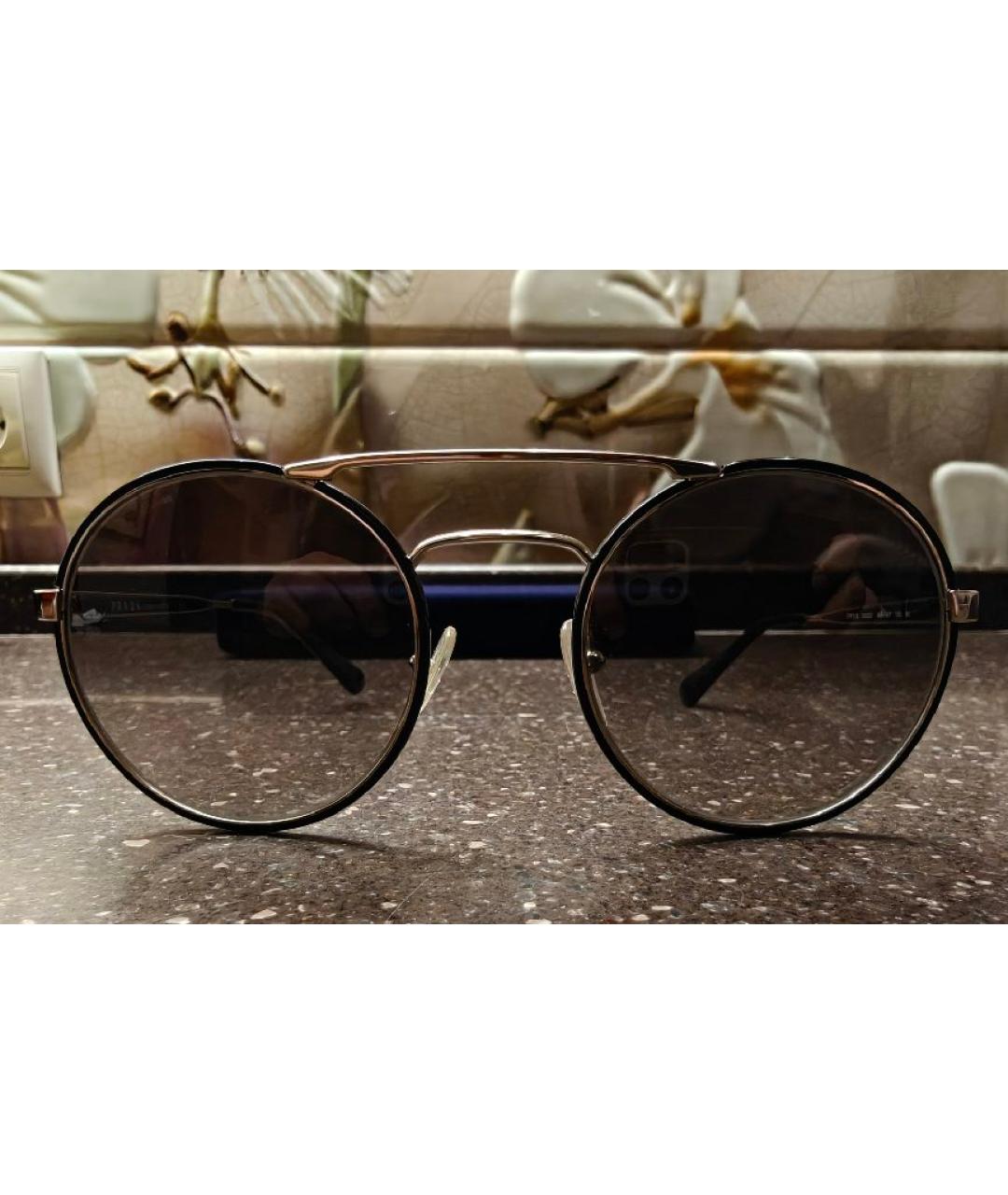 PRADA Золотые металлические солнцезащитные очки, фото 6