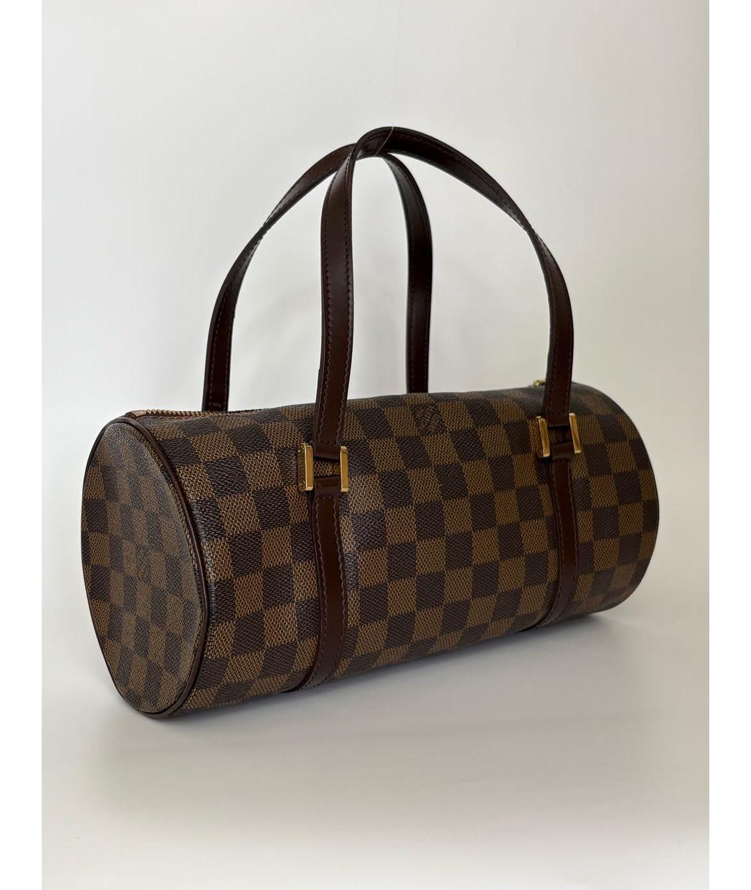 LOUIS VUITTON Коричневая кожаная сумка с короткими ручками, фото 3