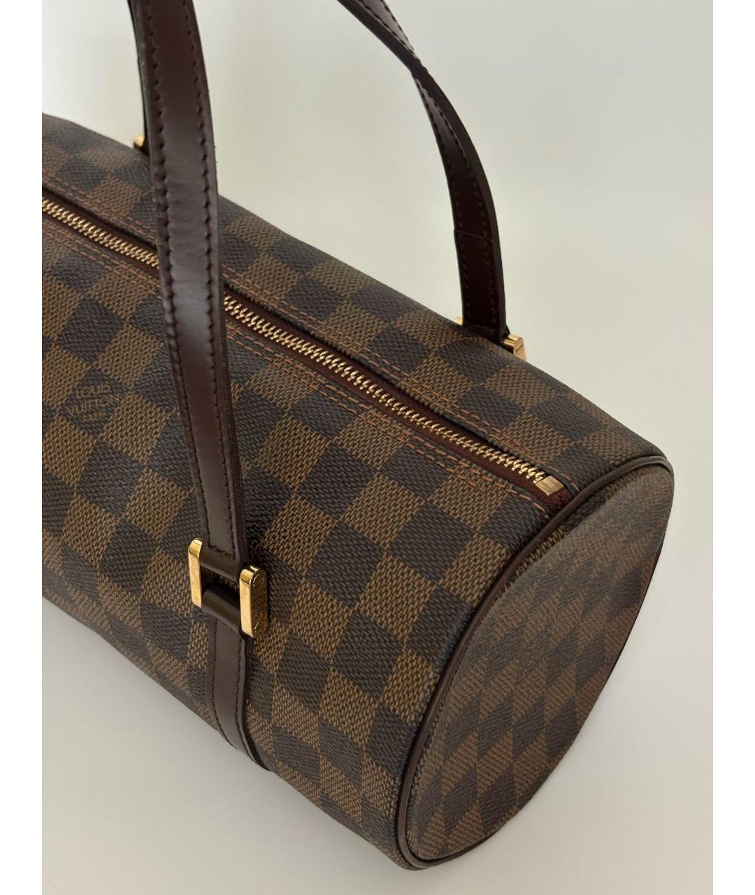 LOUIS VUITTON Коричневая кожаная сумка с короткими ручками, фото 5