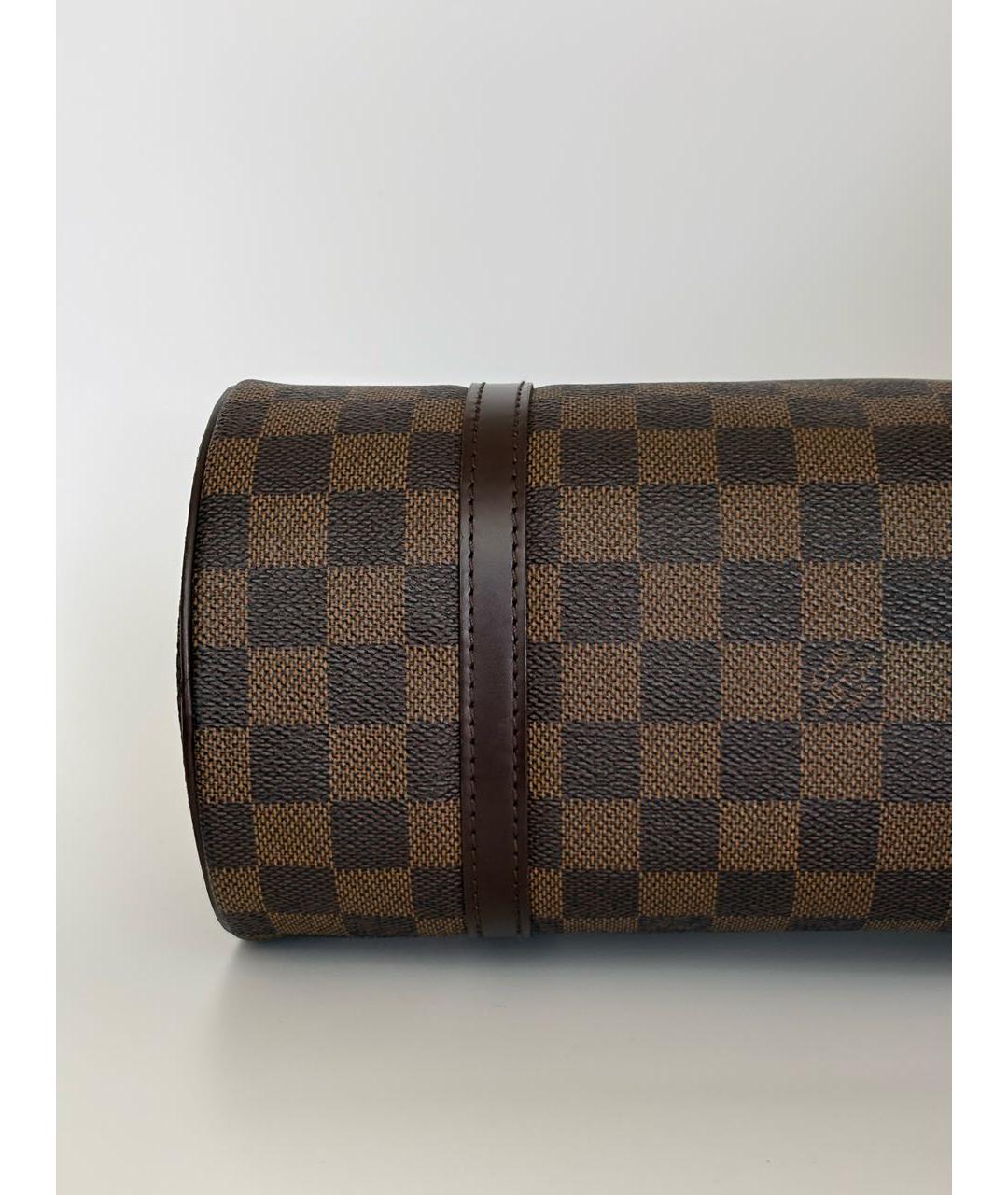 LOUIS VUITTON Коричневая кожаная сумка с короткими ручками, фото 6