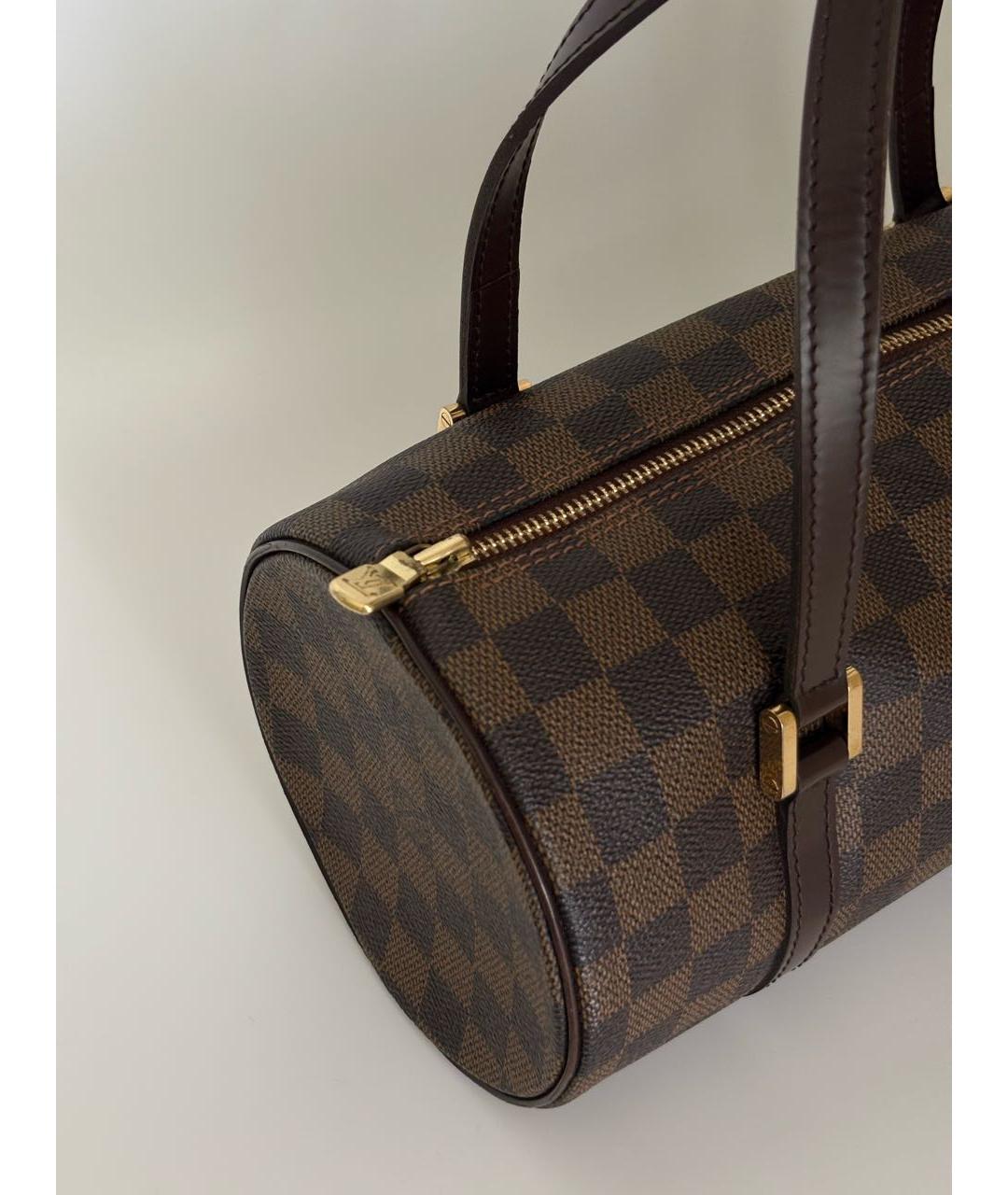 LOUIS VUITTON Коричневая кожаная сумка с короткими ручками, фото 4