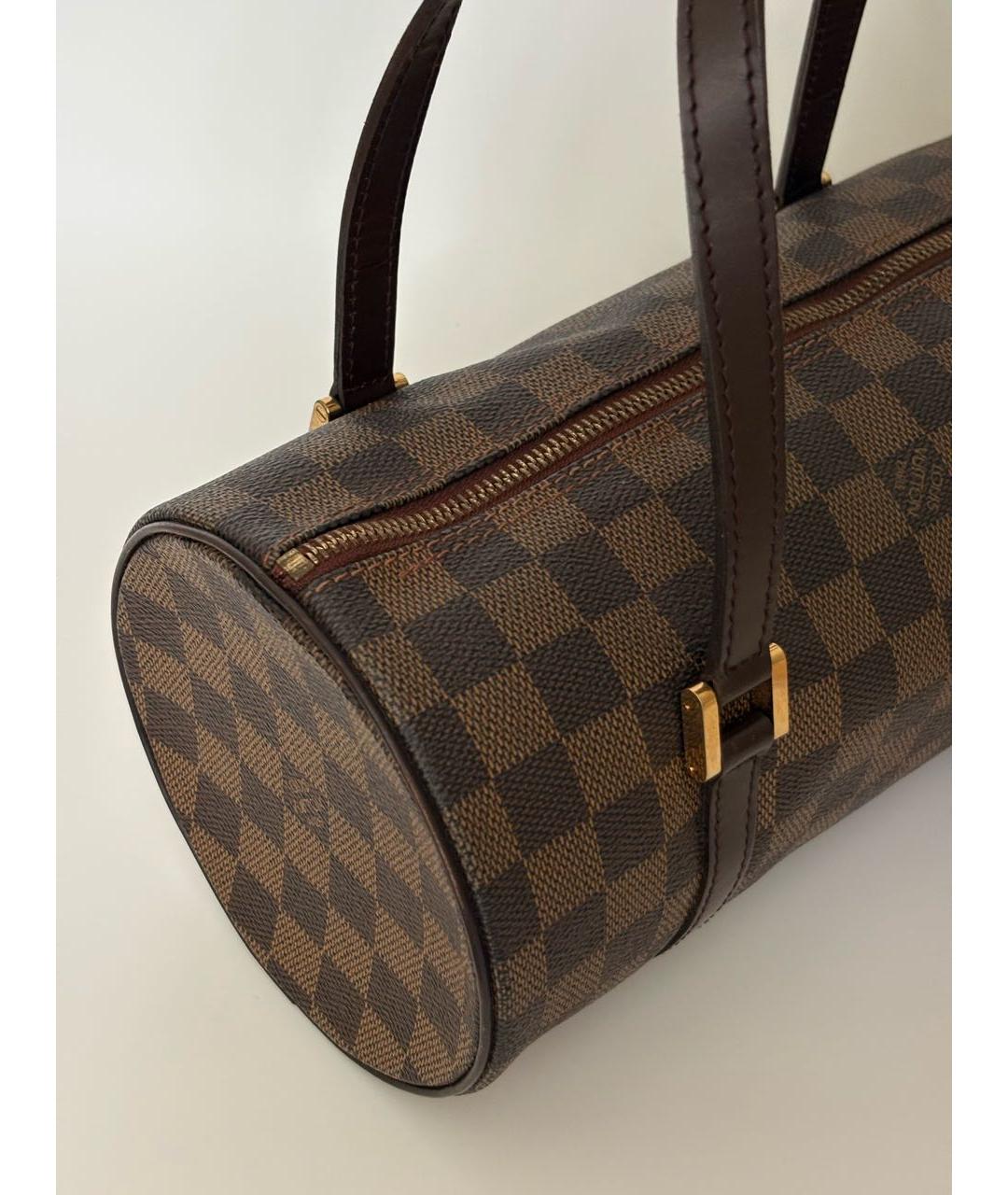 LOUIS VUITTON Коричневая кожаная сумка с короткими ручками, фото 7