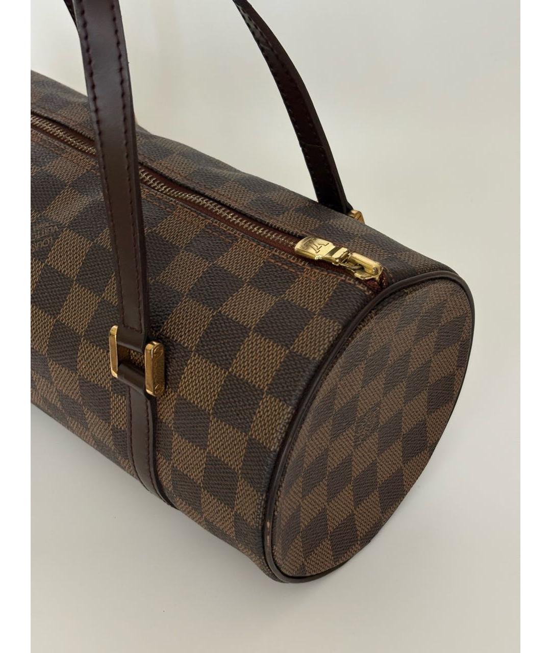 LOUIS VUITTON Коричневая кожаная сумка с короткими ручками, фото 8