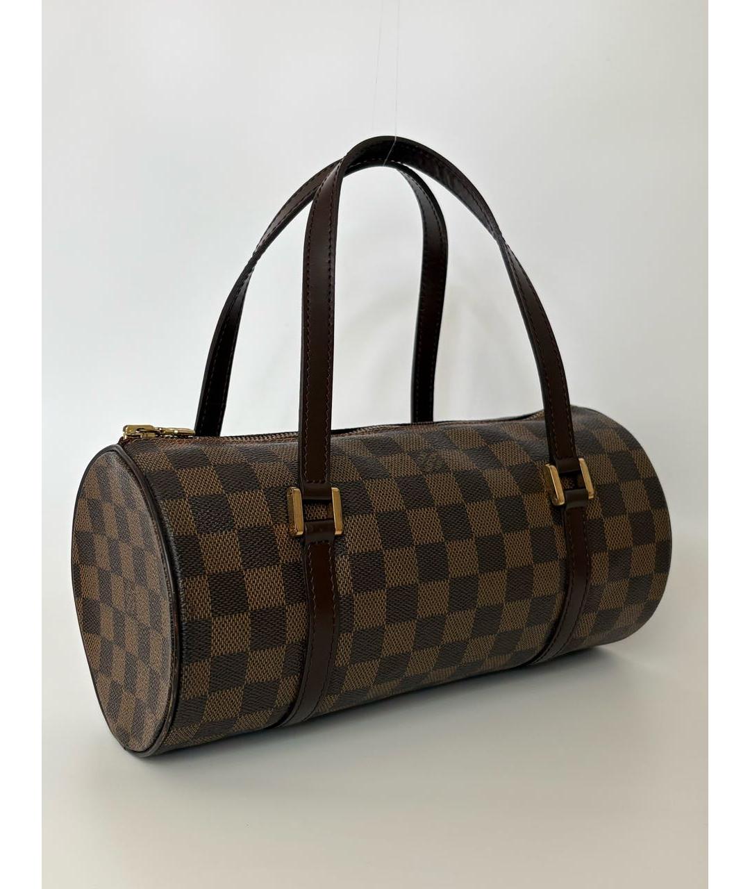 LOUIS VUITTON Коричневая кожаная сумка с короткими ручками, фото 3