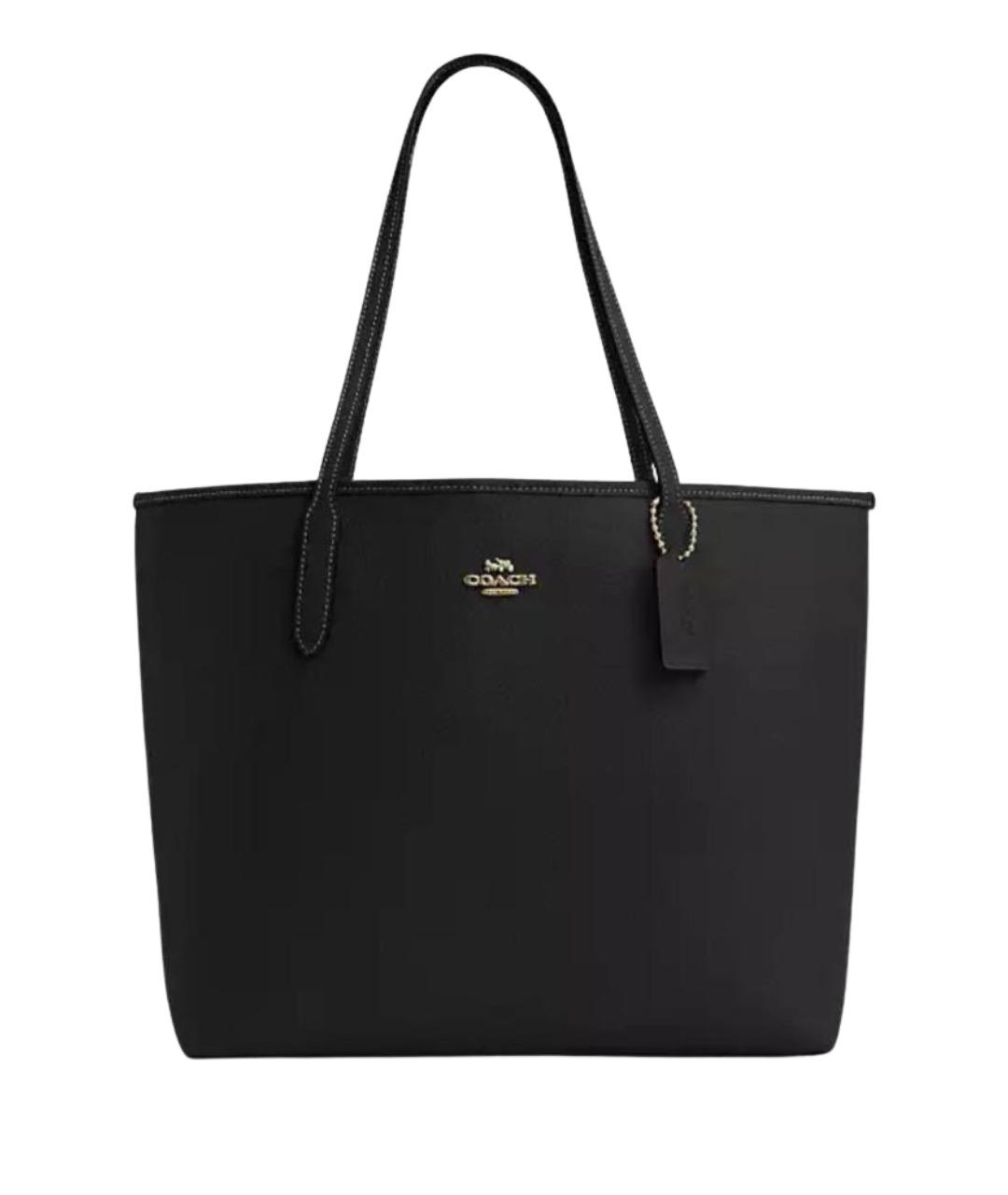 COACH Черная кожаная сумка тоут, фото 1