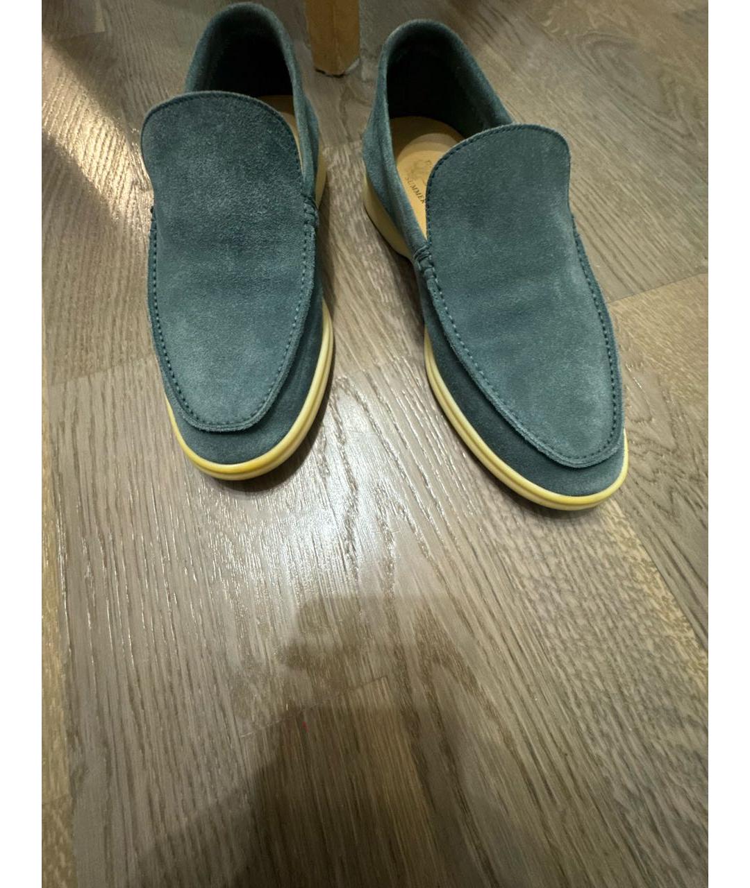 LORO PIANA Бирюзовые замшевые лоферы, фото 2