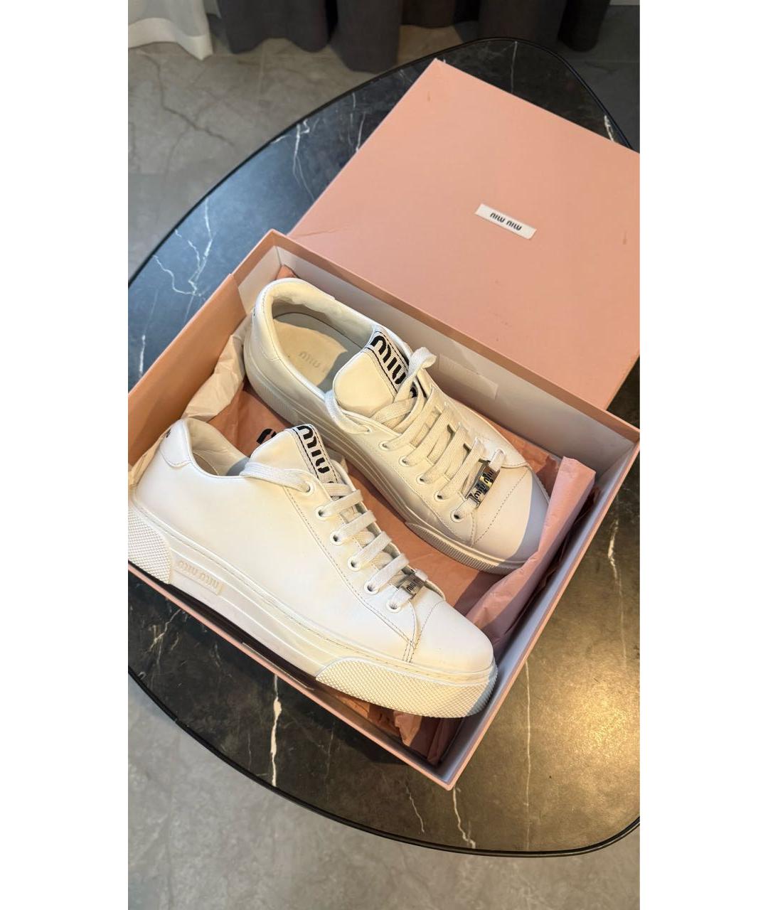 MIU MIU Белые кожаные кеды, фото 3