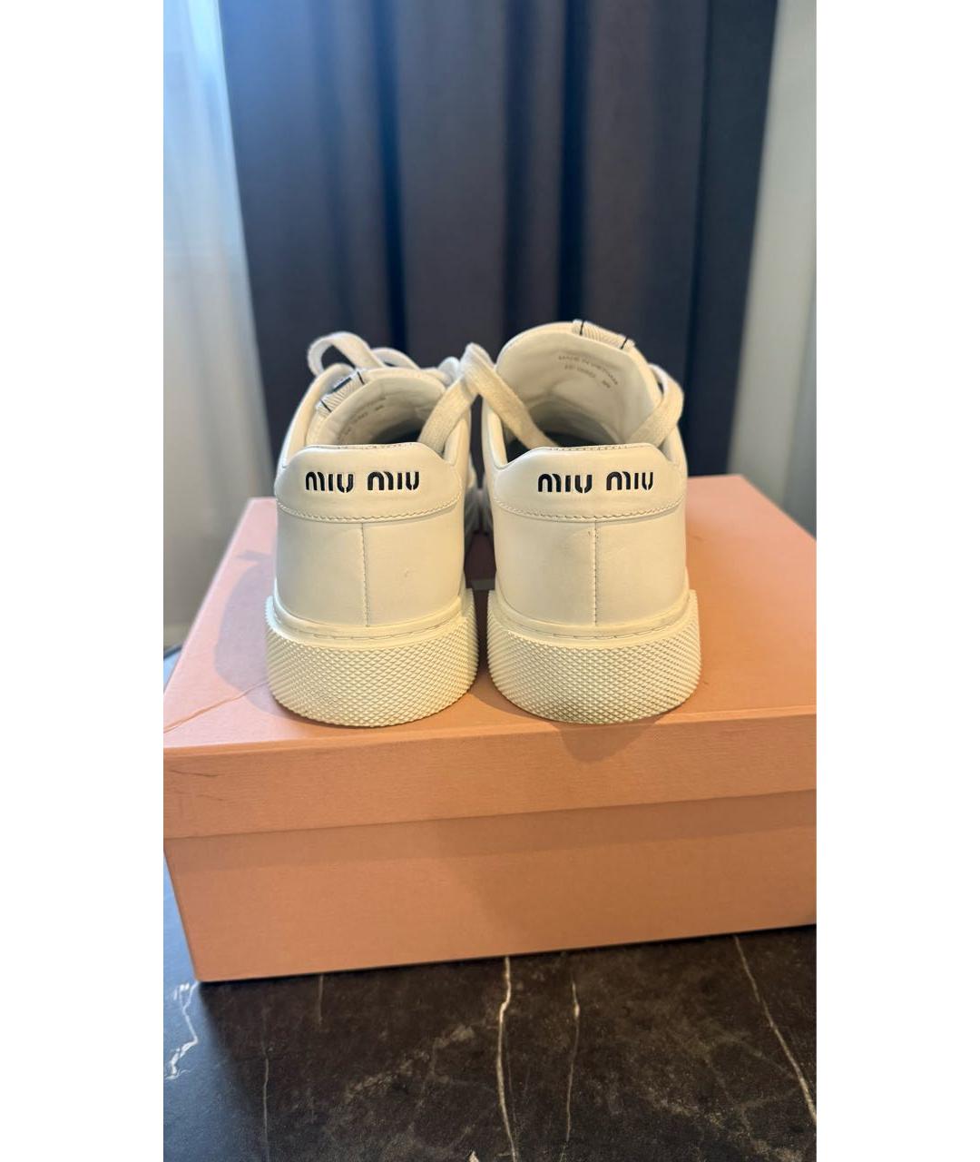 MIU MIU Белые кожаные кеды, фото 5