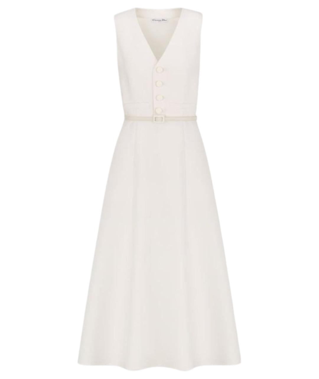CHRISTIAN DIOR Белое шерстяное повседневное платье, фото 6