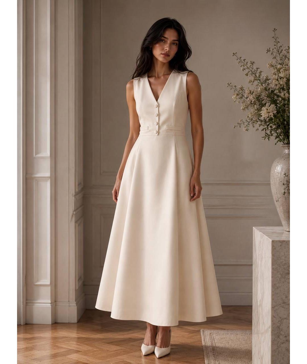 CHRISTIAN DIOR Белое шерстяное повседневное платье, фото 3