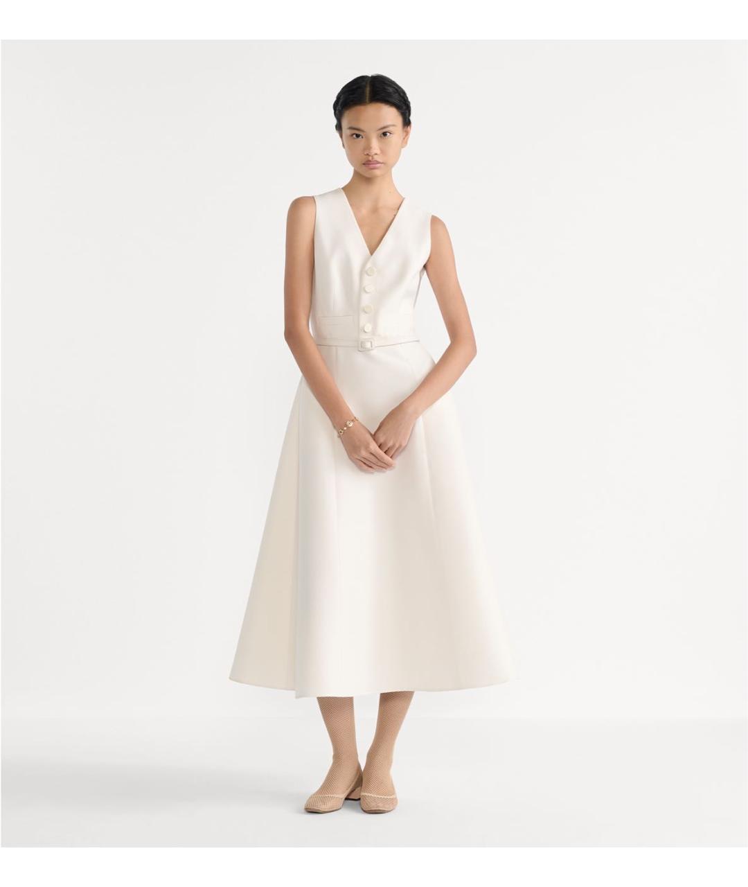 CHRISTIAN DIOR Белое шерстяное повседневное платье, фото 4