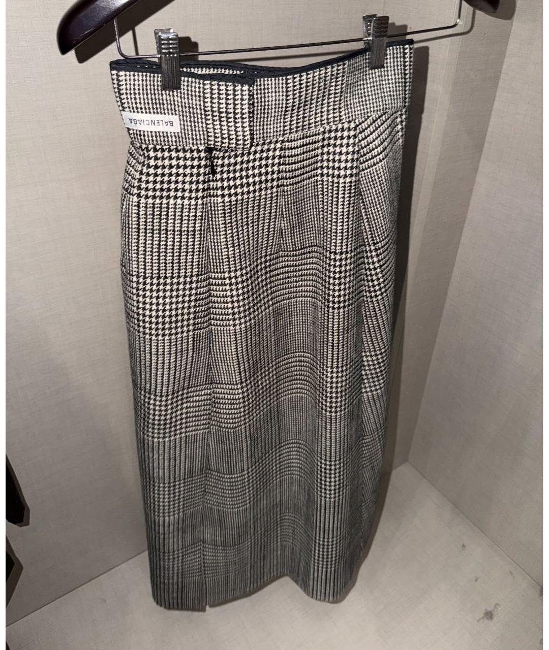 BALENCIAGA Серая шерстяная юбка миди, фото 2