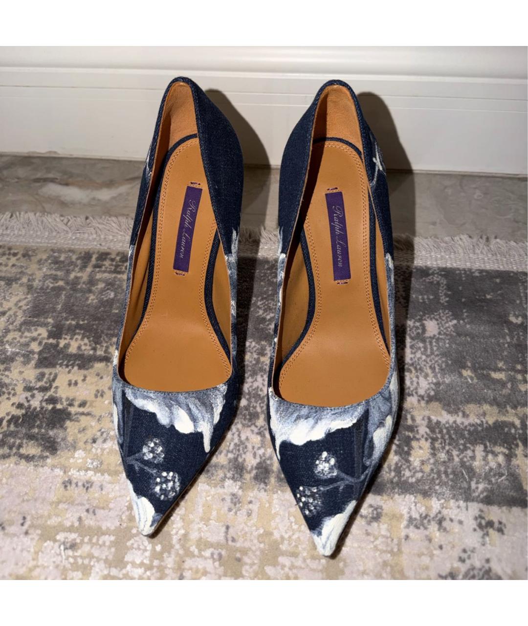 RALPH LAUREN PURPLE LABEL Синие текстильные туфли, фото 3