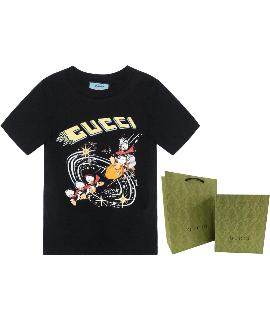 GUCCI Черная хлопковая футболка, фото 5