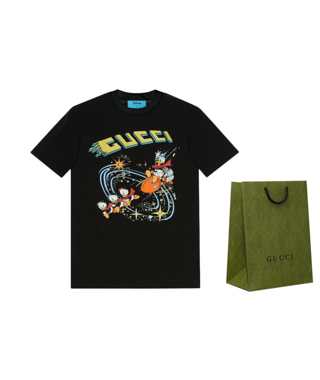 GUCCI Черная хлопковая футболка, фото 3