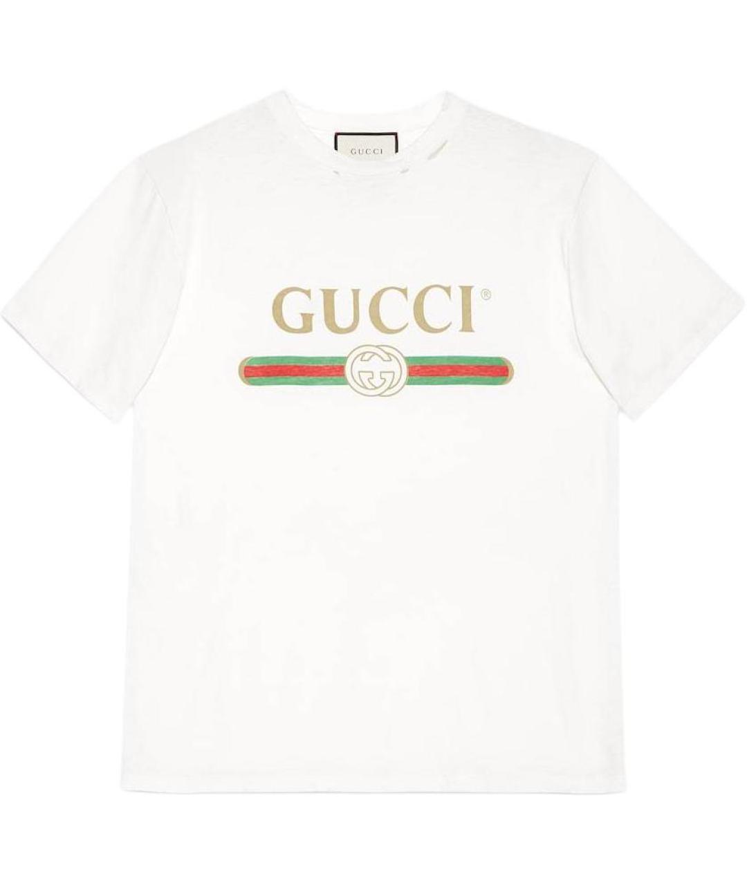 GUCCI Белая хлопковая футболка, фото 1