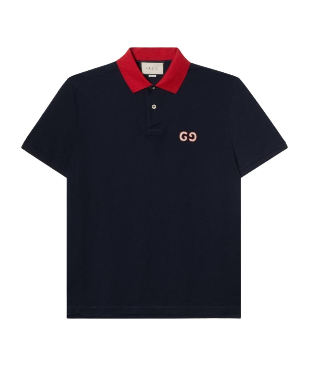 GUCCI Темно-синее поло с коротким рукавом, фото 1