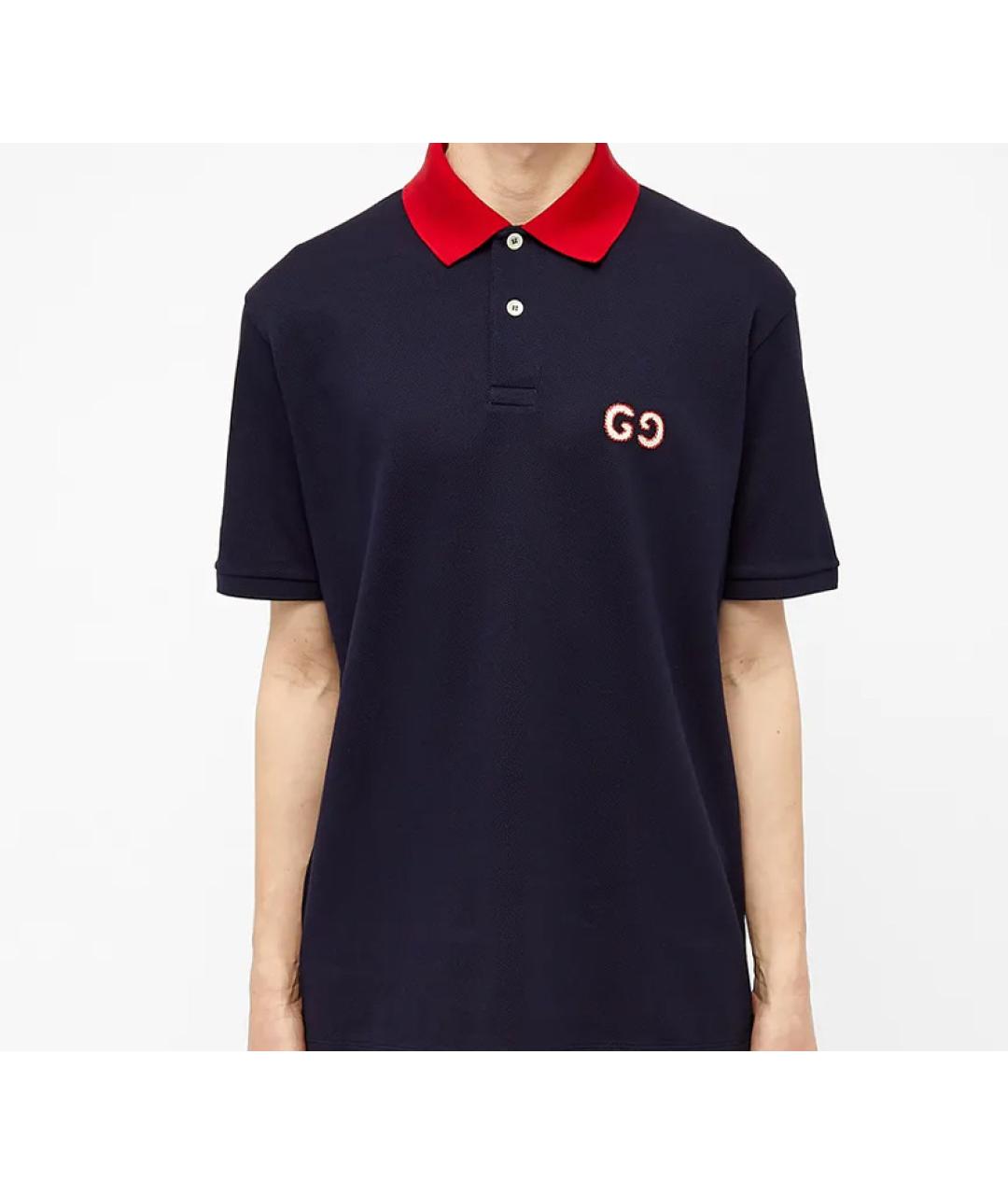 GUCCI Темно-синее поло с коротким рукавом, фото 3