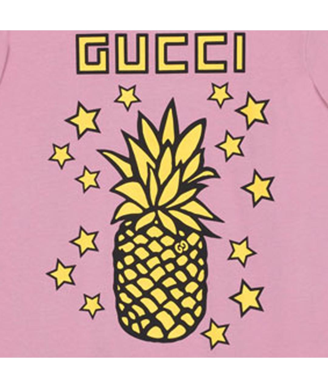 GUCCI Розовая хлопковая футболка, фото 4