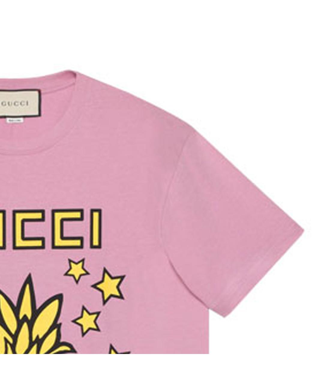 GUCCI Розовая хлопковая футболка, фото 3