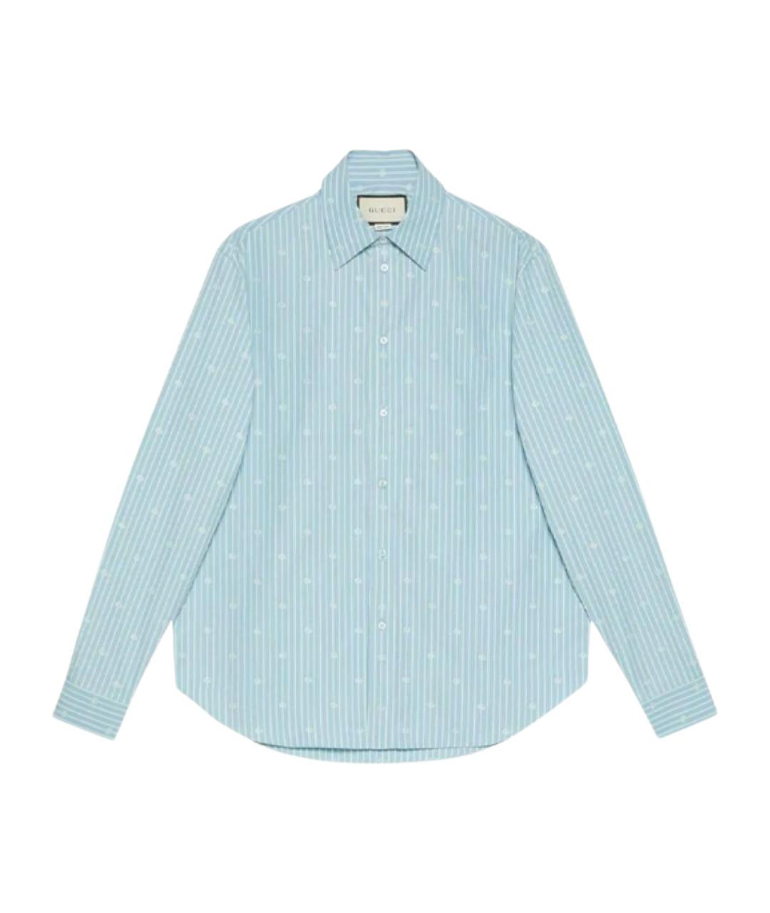 GUCCI Голубая хлопковая классическая рубашка, фото 1