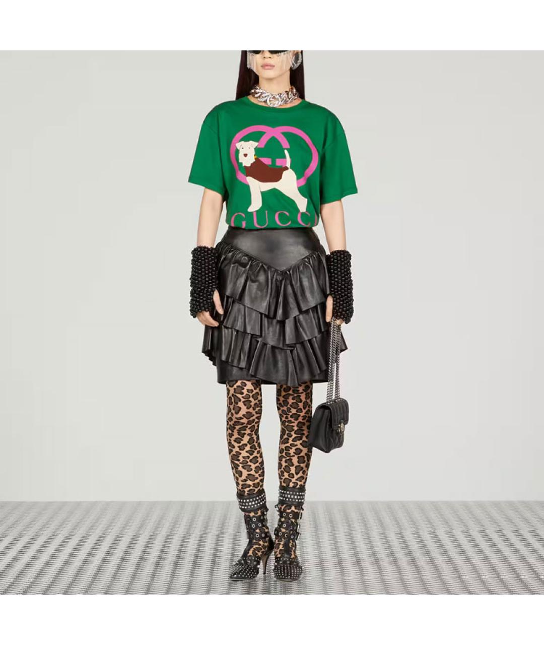 GUCCI Зеленая хлопковая футболка, фото 4