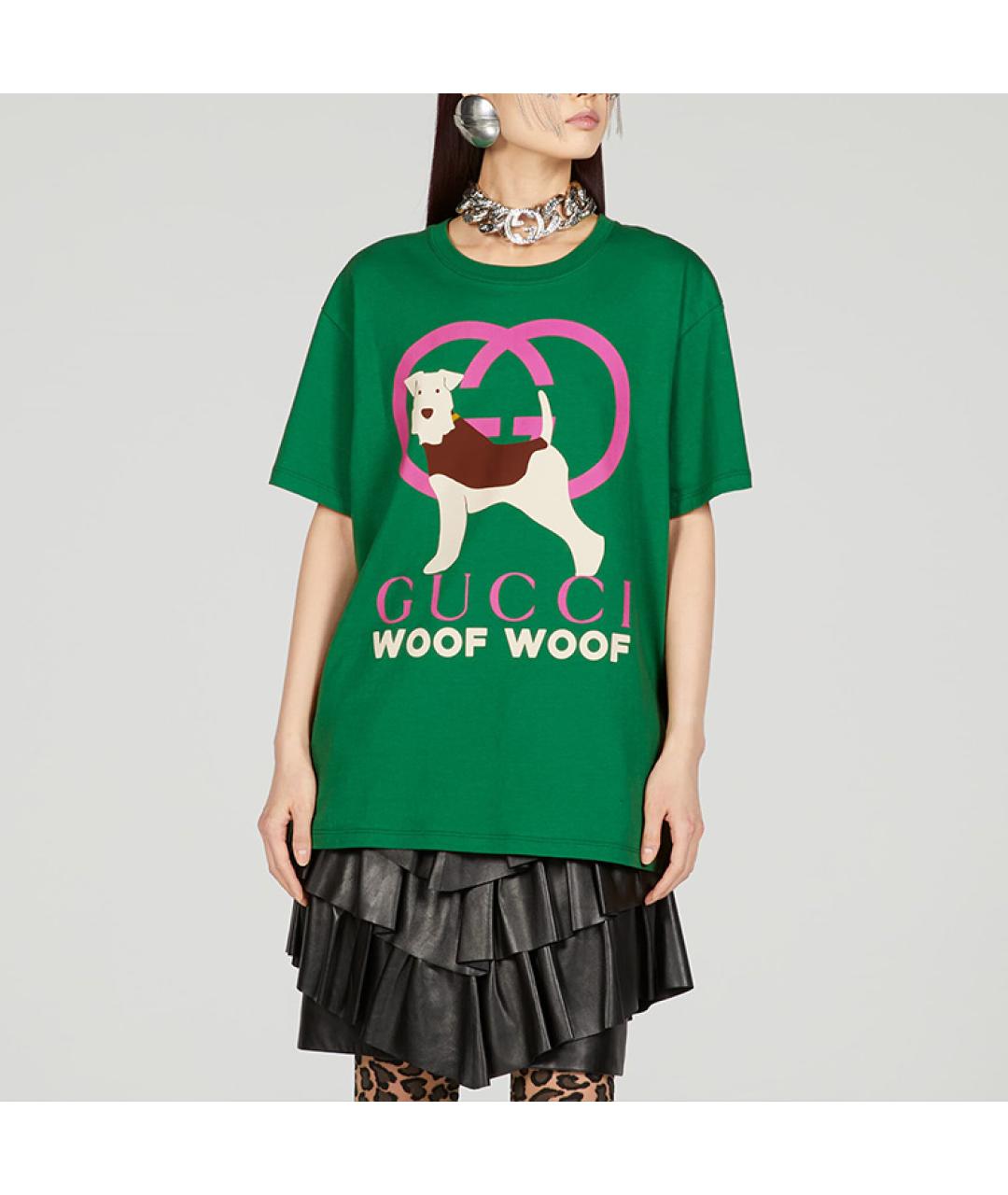 GUCCI Зеленая хлопковая футболка, фото 5