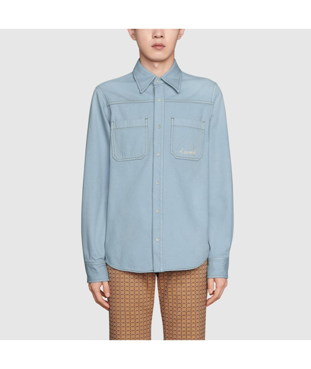 GUCCI Голубая кэжуал рубашка, фото 4