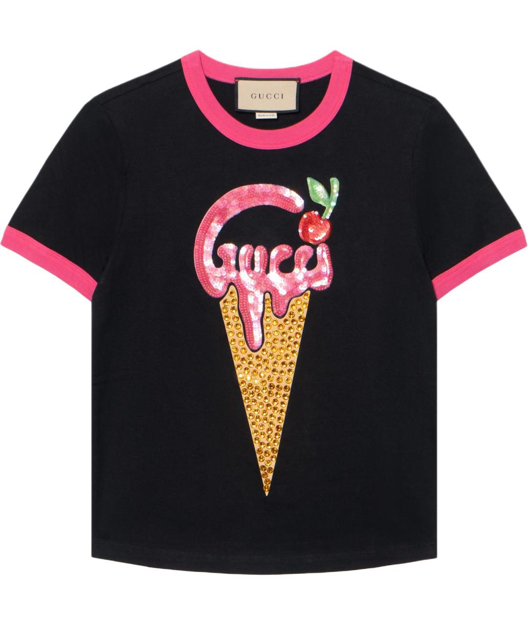 GUCCI Черная хлопковая футболка, фото 1