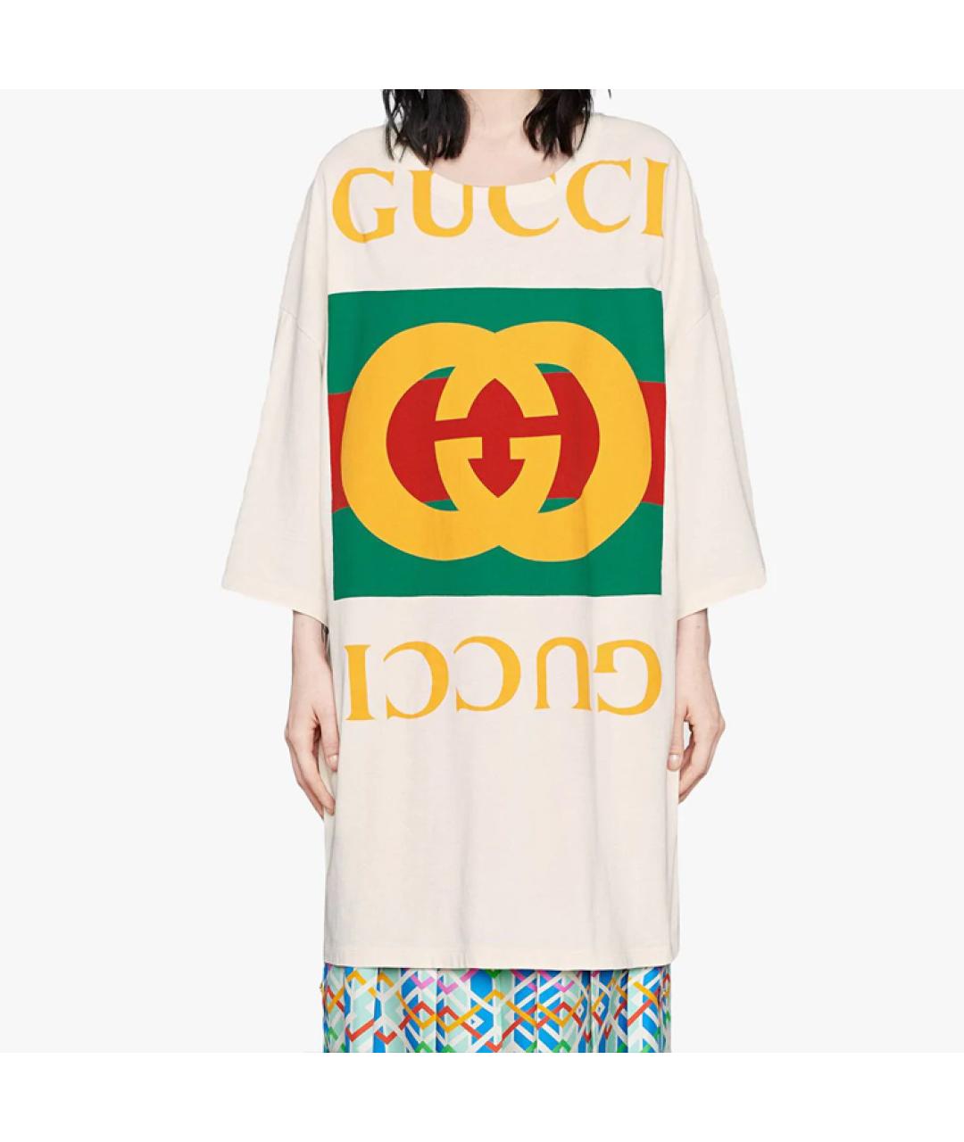 GUCCI Белая хлопковая футболка, фото 3