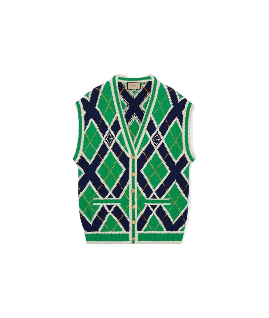 GUCCI Зеленая хлопковая жилетка, фото 1