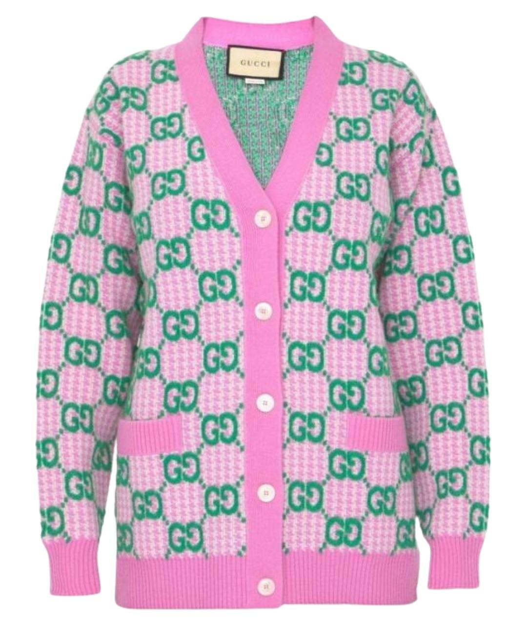 GUCCI Розовый шерстяной кардиган, фото 1
