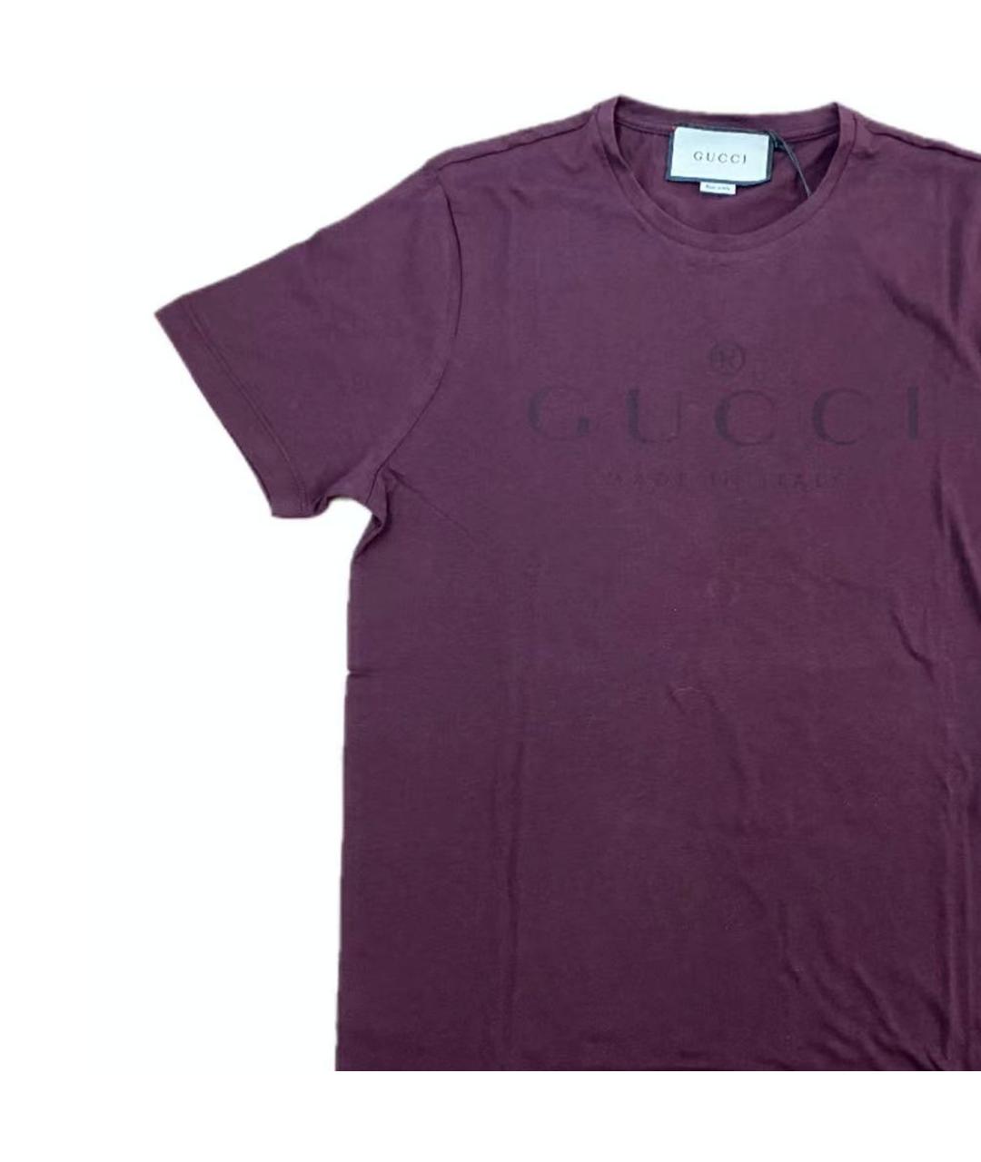 GUCCI Бордовая хлопковая футболка, фото 3