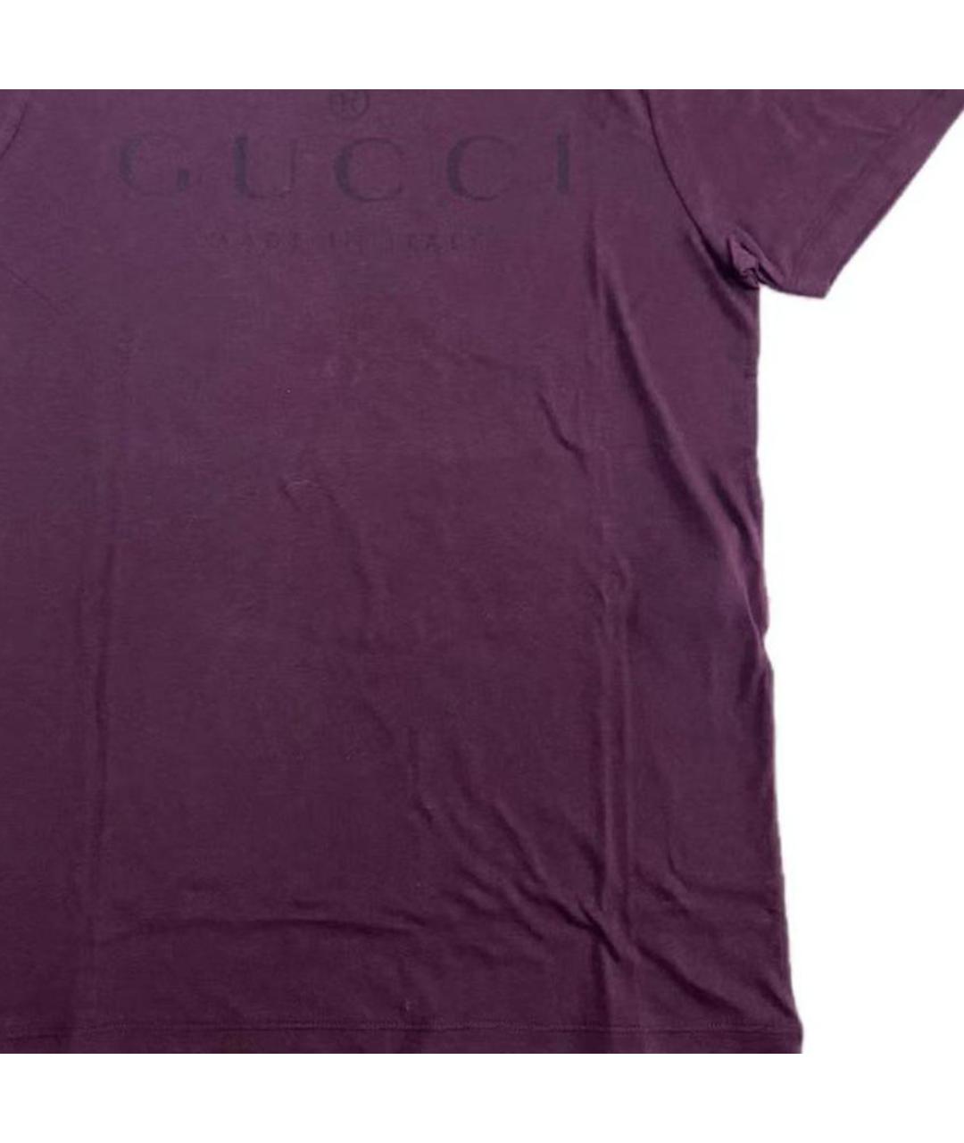 GUCCI Бордовая хлопковая футболка, фото 5